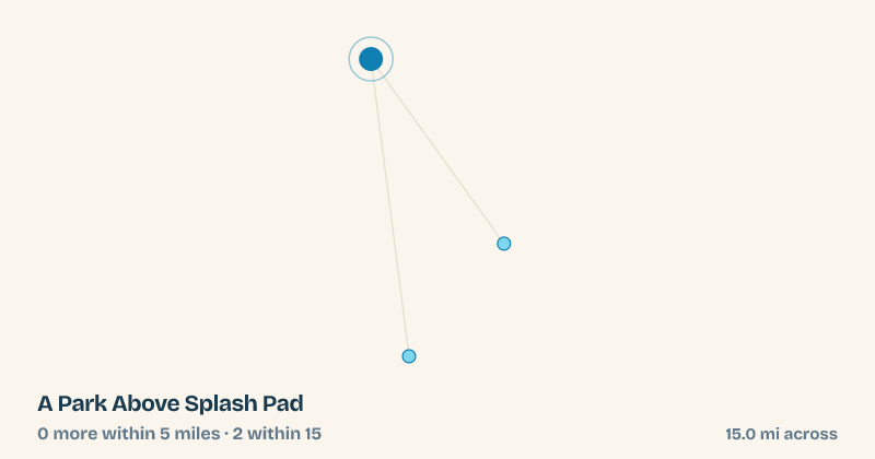 Map of A Park Above Splash Pad and the 2 other splash pads within 15 miles