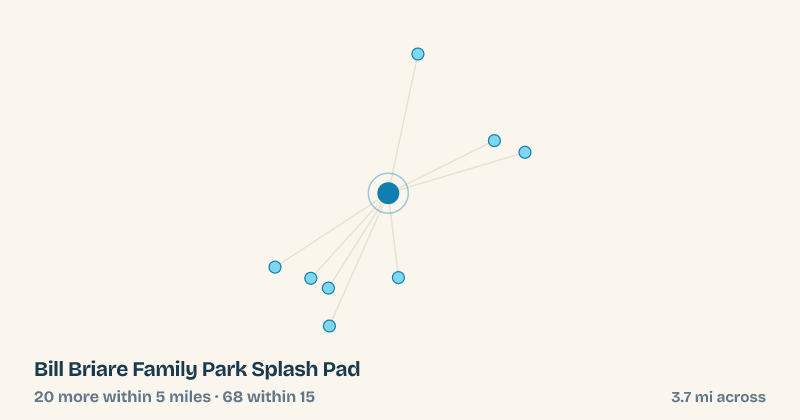 Map of Bill Briare Family Park Splash Pad and the 68 other splash pads within 15 miles