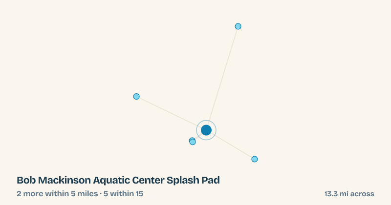Map of Bob Mackinson Aquatic Center Splash Pad and the 5 other splash pads within 15 miles