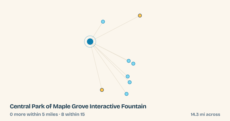 Map of Central Park of Maple Grove Interactive Fountain and the 8 other splash pads within 15 miles