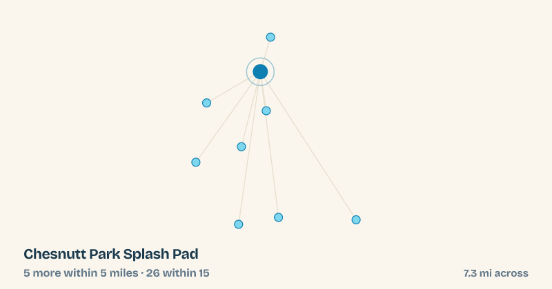 Map of Chesnutt Park Splash Pad and the 26 other splash pads within 15 miles