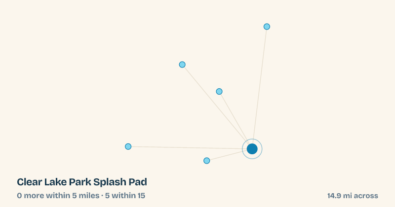Map of Clear Lake Park Splash Pad and the 5 other splash pads within 15 miles