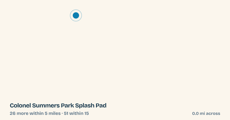 Map of Colonel Summers Park Splash Pad and the 51 other splash pads within 15 miles