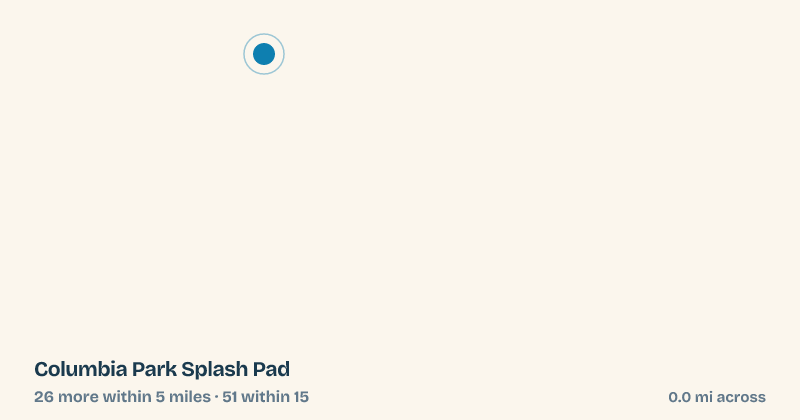 Map of Columbia Park Splash Pad and the 51 other splash pads within 15 miles
