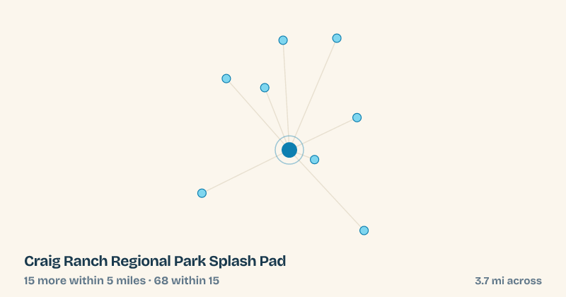 Map of Craig Ranch Regional Park Splash Pad and the 68 other splash pads within 15 miles