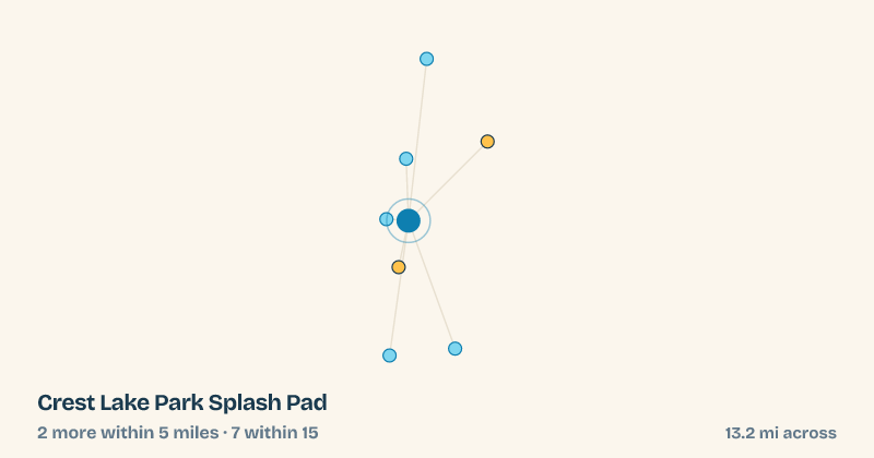Map of Crest Lake Park Splash Pad and the 7 other splash pads within 15 miles