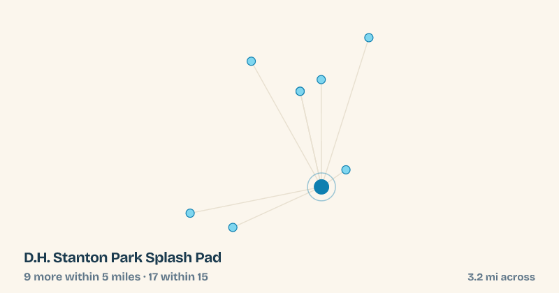 Map of D.H. Stanton Park Splash Pad and the 17 other splash pads within 15 miles