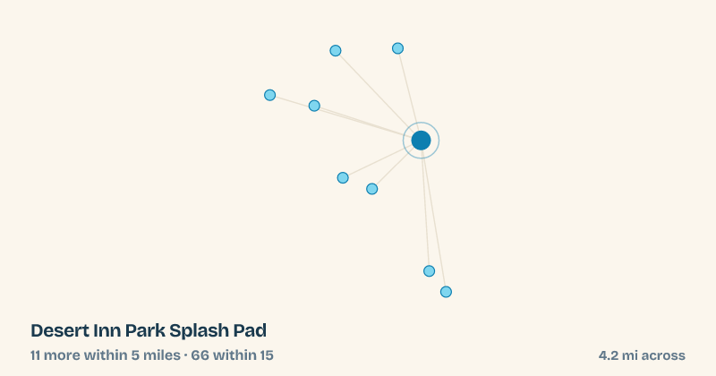 Map of Desert Inn Park Splash Pad and the 66 other splash pads within 15 miles