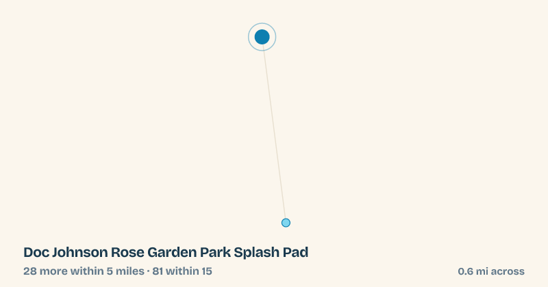 Map of Doc Johnson Rose Garden Park Splash Pad and the 81 other splash pads within 15 miles