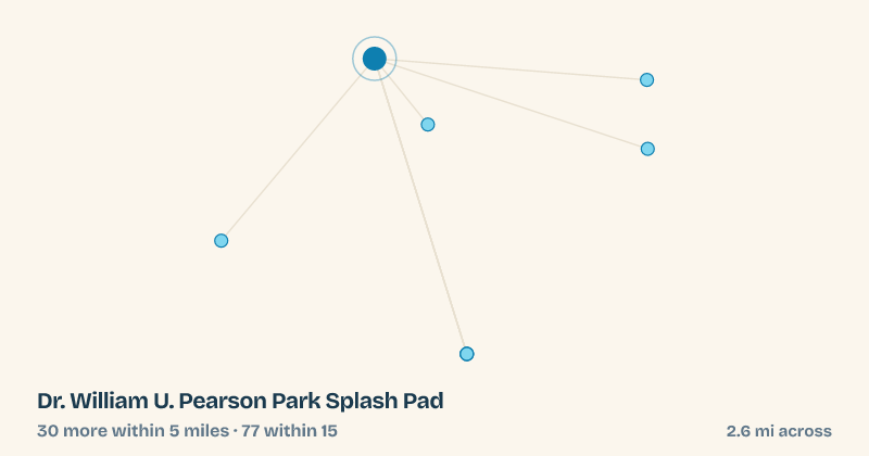 Map of Dr. William U. Pearson Park Splash Pad and the 77 other splash pads within 15 miles