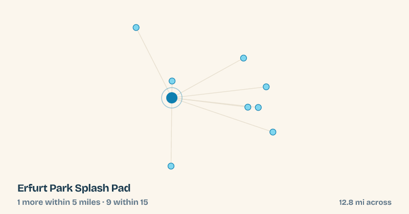 Map of Erfurt Park Splash Pad and the 9 other splash pads within 15 miles
