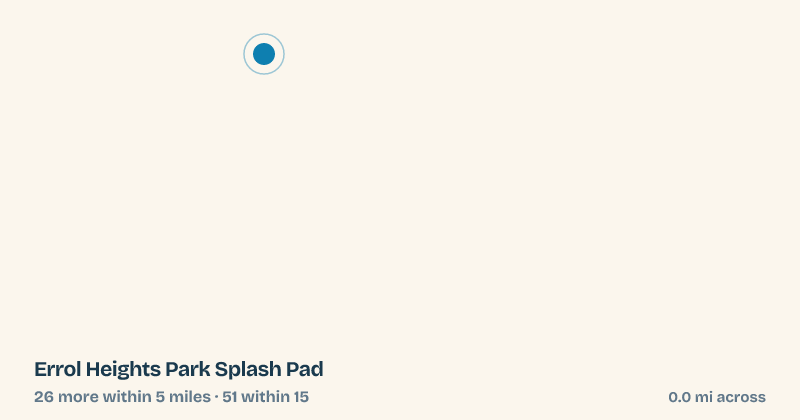 Map of Errol Heights Park Splash Pad and the 51 other splash pads within 15 miles