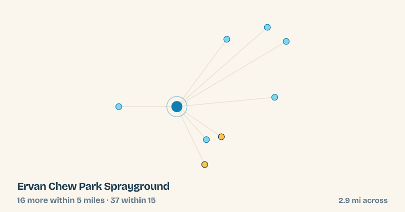 Map of Ervan Chew Park Sprayground and the 37 other splash pads within 15 miles