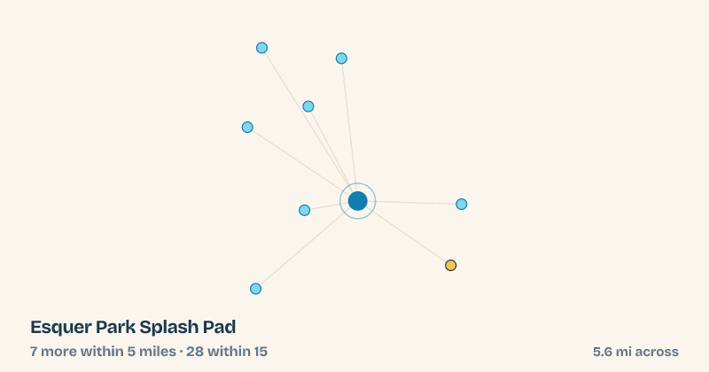 Map of Esquer Park Splash Pad and the 28 other splash pads within 15 miles
