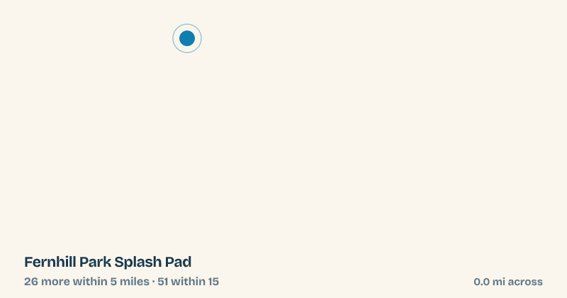 Map of Fernhill Park Splash Pad and the 51 other splash pads within 15 miles