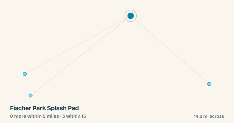 Map of Fischer Park Splash Pad and the 3 other splash pads within 15 miles