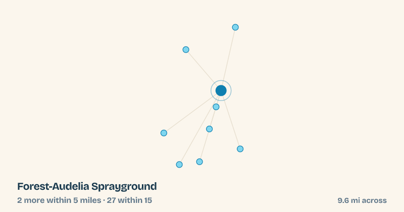 Map of Forest-Audelia Sprayground and the 27 other splash pads within 15 miles