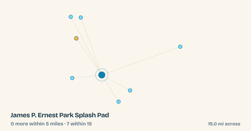 Map of James P. Ernest Park Splash Pad and the 7 other splash pads within 15 miles