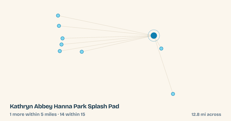 Map of Kathryn Abbey Hanna Park Splash Pad and the 14 other splash pads within 15 miles