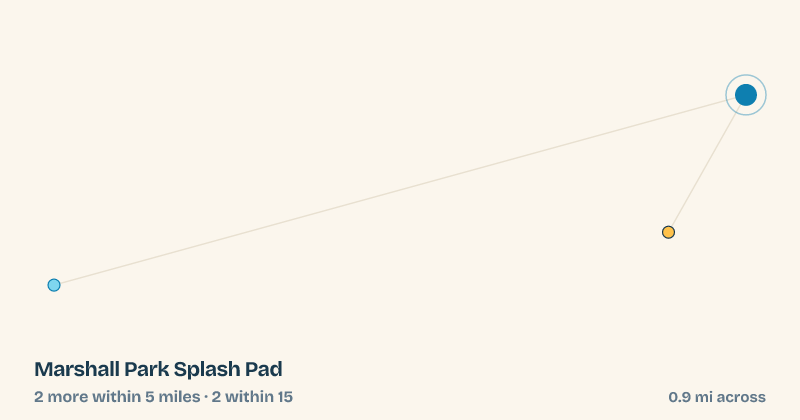 Map of Marshall Park Splash Pad and the 2 other splash pads within 15 miles