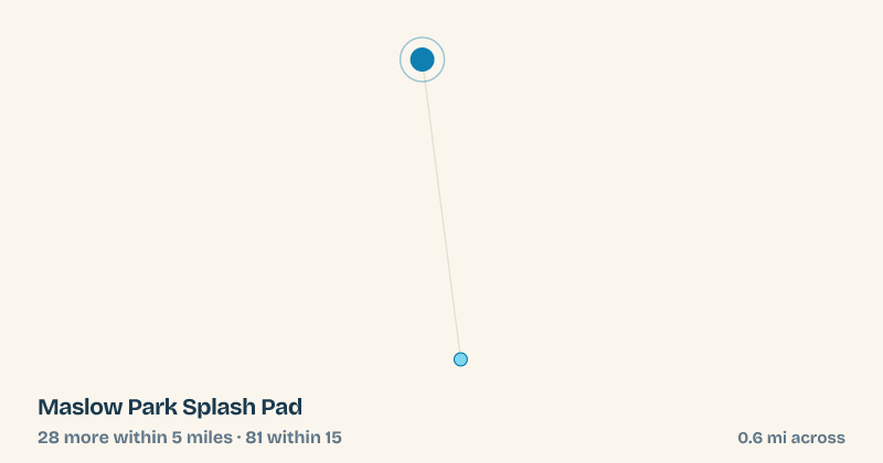 Map of Maslow Park Splash Pad and the 81 other splash pads within 15 miles
