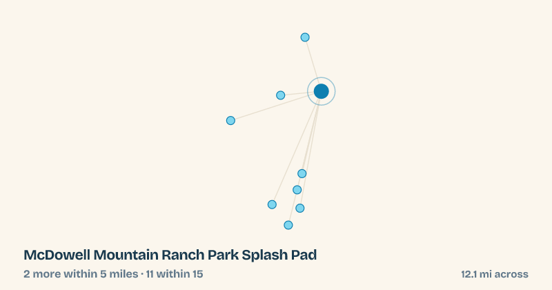 Map of McDowell Mountain Ranch Park Splash Pad and the 11 other splash pads within 15 miles