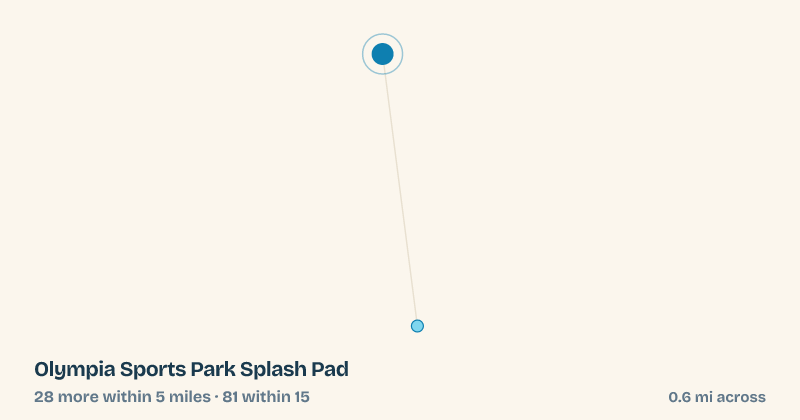 Map of Olympia Sports Park Splash Pad and the 81 other splash pads within 15 miles