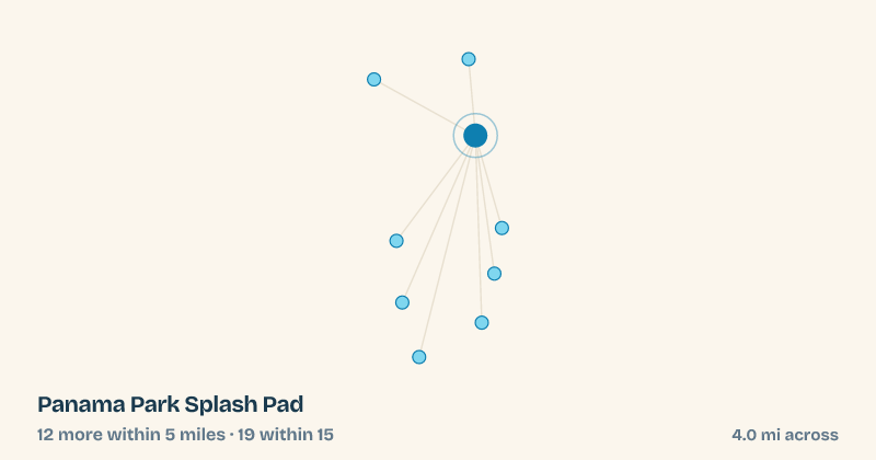 Map of Panama Park Splash Pad and the 19 other splash pads within 15 miles