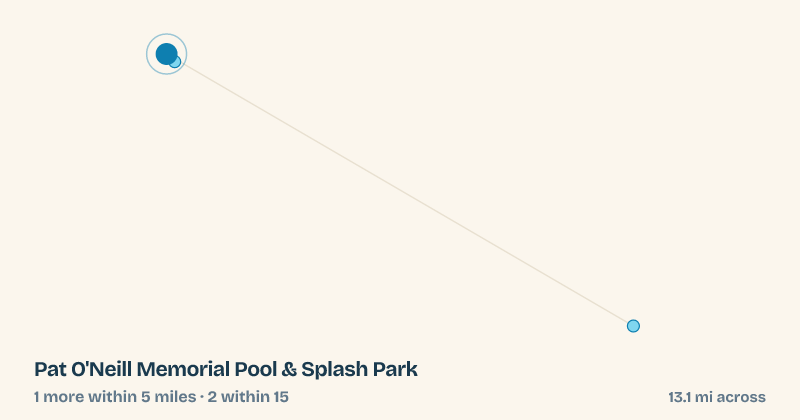 Map of Pat O'Neill Memorial Pool & Splash Park and the 2 other splash pads within 15 miles