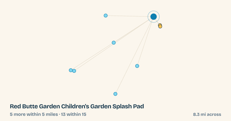 Map of Red Butte Garden Children's Garden Splash Pad and the 13 other splash pads within 15 miles