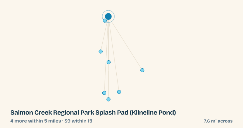 Map of Salmon Creek Regional Park Splash Pad (Klineline Pond) and the 39 other splash pads within 15 miles