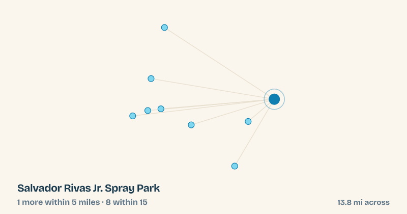 Map of Salvador Rivas Jr. Spray Park and the 8 other splash pads within 15 miles