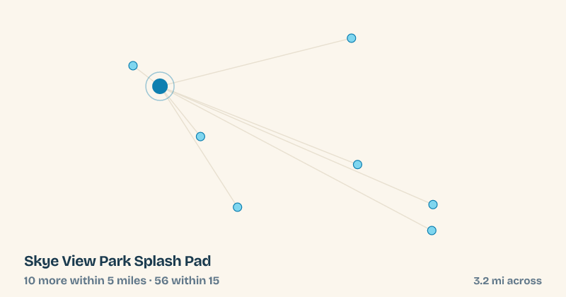 Map of Skye View Park Splash Pad and the 56 other splash pads within 15 miles