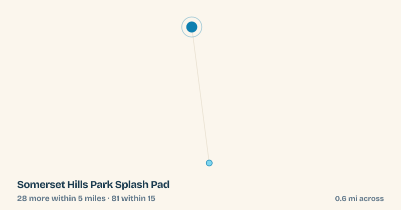 Map of Somerset Hills Park Splash Pad and the 81 other splash pads within 15 miles