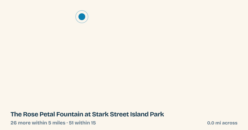 Map of The Rose Petal Fountain at Stark Street Island Park and the 51 other splash pads within 15 miles